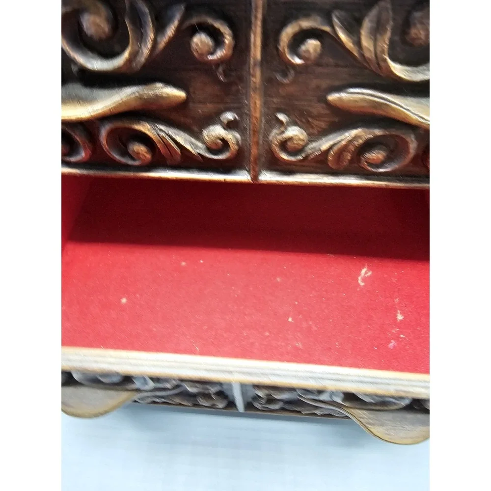 Vintage 70s Lerner Ornate Plastic Jewelry Office Sewing‎ Box 2 Drawers Made USA